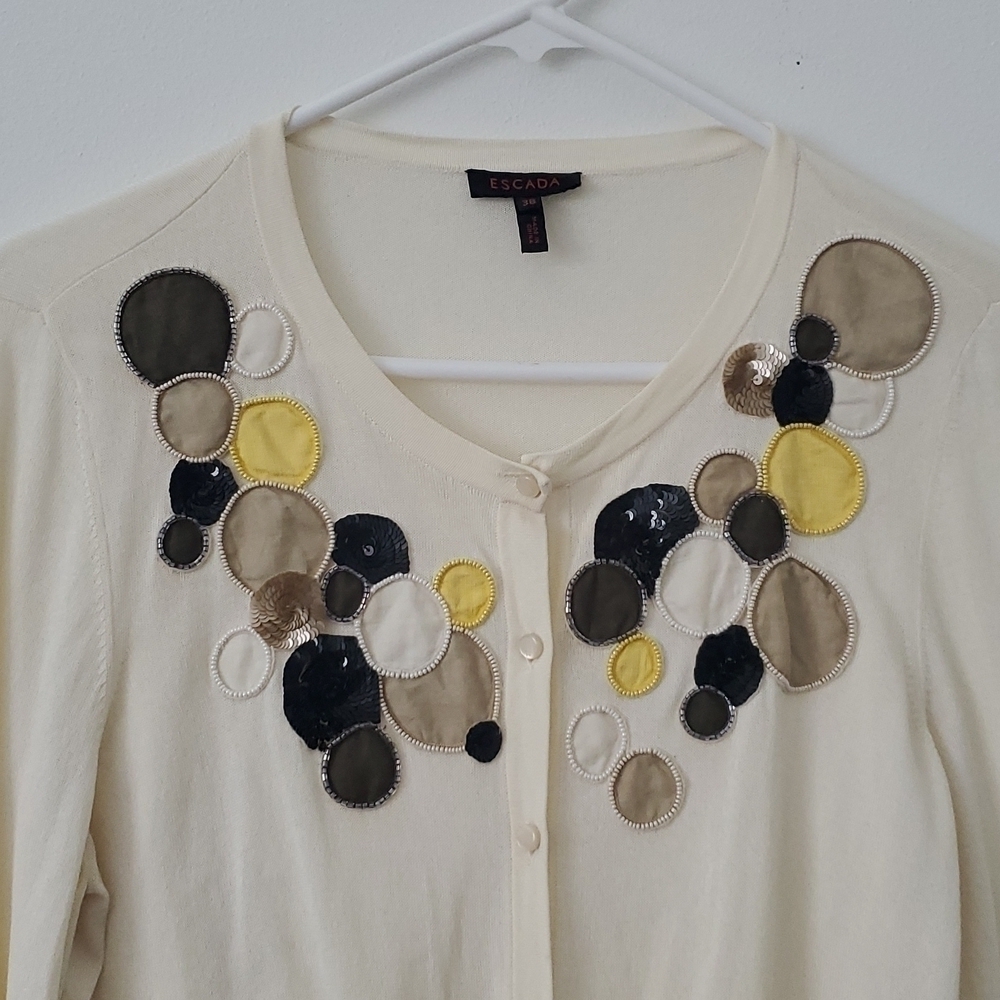 Escada Embellished Cardigan Sweater Size 38 equivalent to Size M in US - Picture 3 of 9
